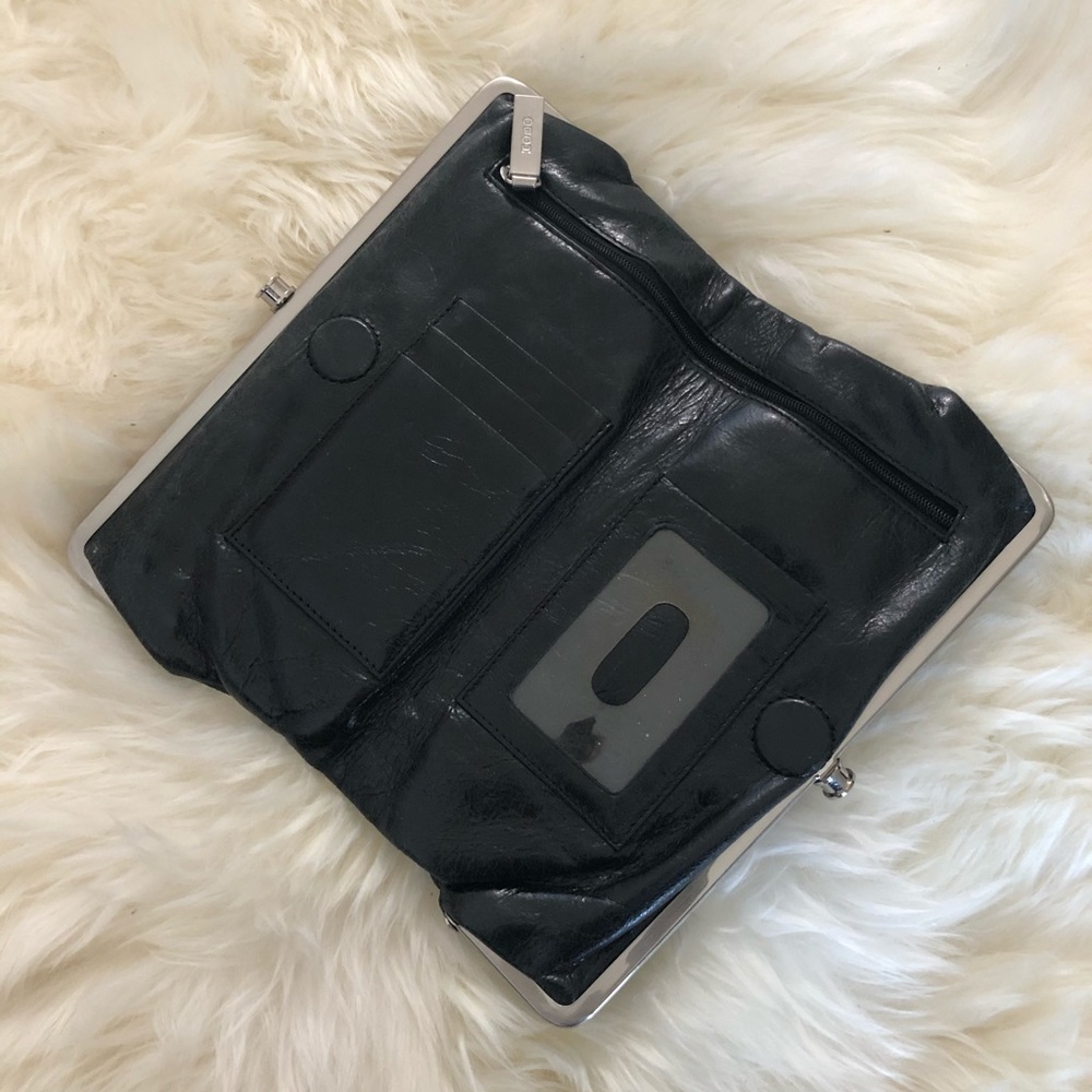 HOBO Leather Folding Wallet in Black